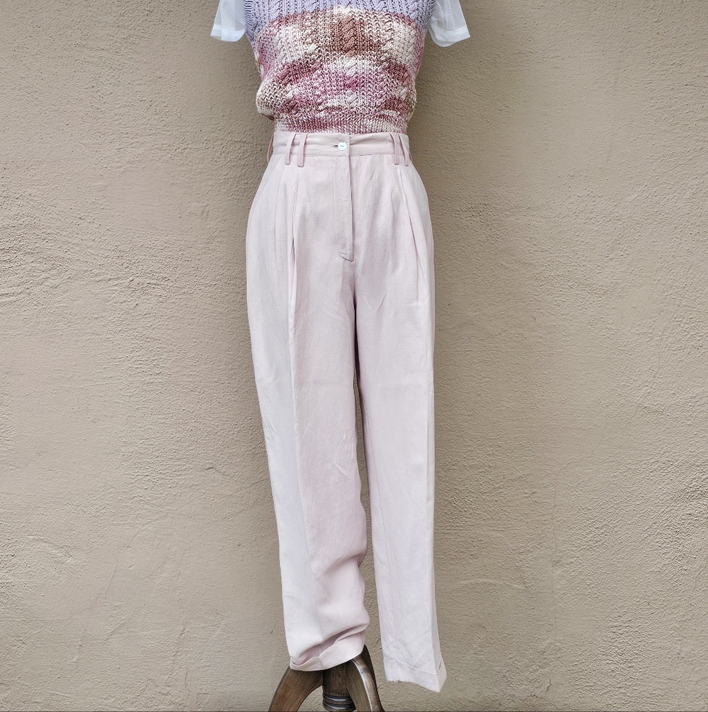 Express Y2K Silk Blend Vintage Pale Pink Trousers Size 8